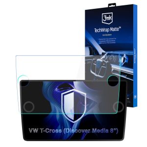 Film protecteur mat pour l'écran d'affichage de navigation de VW T-Cross Discover Media 8" (2019 - ) – 3mk TechWrap Matte™ Center Display