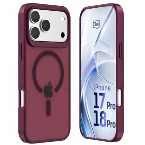 Étui fumé avec MagSafe pour Apple iPhone 17 Pro/ 18 Pro - 3mk HARDY® Hazy MagCase™ Deep Cherry
