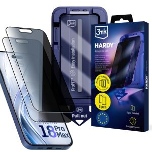 2x Verre Trempé de Confidentialité avec Applicateur pour Apple iPhone 18 Pro Max - 3mk HARDY® Privzone 9H™