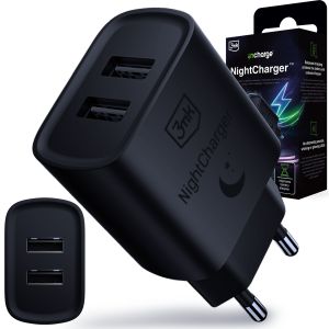 Chargeur secteur 2x USB-A 3mk incharge® NightCharger™ Black