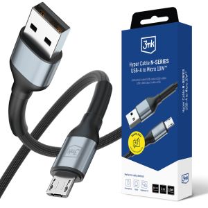 Kabel 3m 10W 5V/2A QC 3.0 3mk Hyper Cable N-SERIES USB-A to Micro 10W™ Black