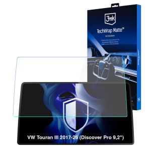 Film protecteur mat pour l'écran d'affichage de navigation de VW Touran III (Discover Pro 9,2") (2017 - 2026)  – 3mk TechWrap Matte™ Center Display