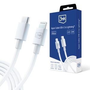 Câble USB-C vers Lightning 20W 5A 1,2m - 3mk Hyper Cable Blanc
