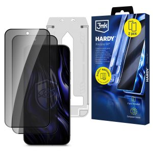 2x Verre trempé de confidentialité avec applicateur pour Google Pixel 9 Pro - 3mk HARDY® Privzone 9H™