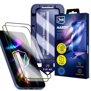 2x verre trempé avec applicateur ProFIT™ pour Apple iPhone 13/13pro/14/16E/17E – 3mk HARDY® Hardura 9H™