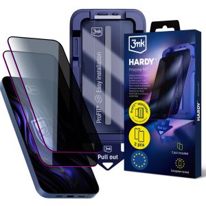 2x Verre Trempé de Confidentialité avec Applicateur pour Apple iPhone 14 Pro - 3mk HARDY® Privzone 9H™