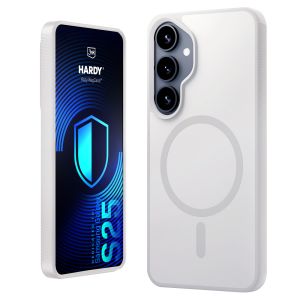 Coque MagSafe fumée pour Samsung Galaxy S25 – 3mk HARDY® Hazy MagCase™ Blanc