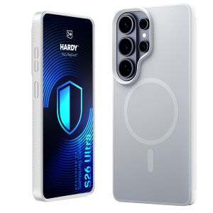 Coque MagSafe fumée pour Samsung Galaxy S26 Ultra – 3mk HARDY® Hazy MagCase™ Blanc