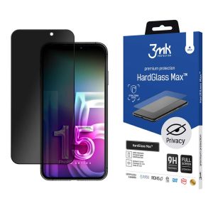 Verre anti-espion pour Apple iPhone 15 Plus/16 Plus - 3mk HardGlass Max Privacy