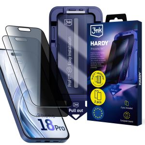 2x Verre Trempé de Confidentialité avec Applicateur pour Apple iPhone 18 Pro - 3mk HARDY® Privzone 9H™