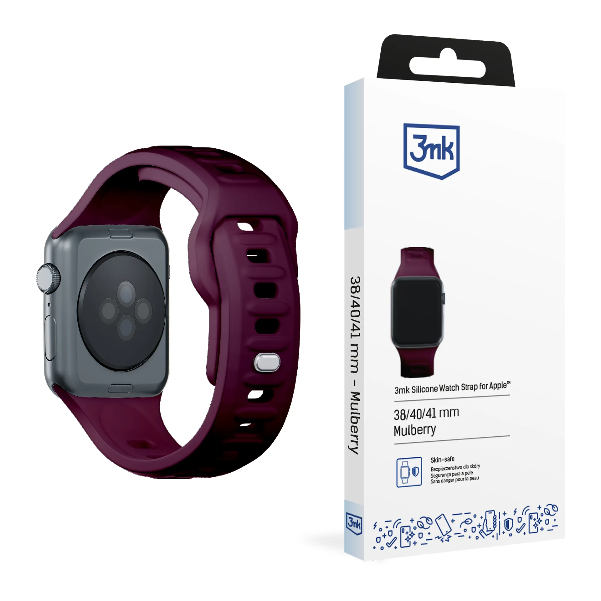 Le bracelet en silicone pour 38/40/41/42 mm Mulberry (small) - 3mk Silicone Watch Strap