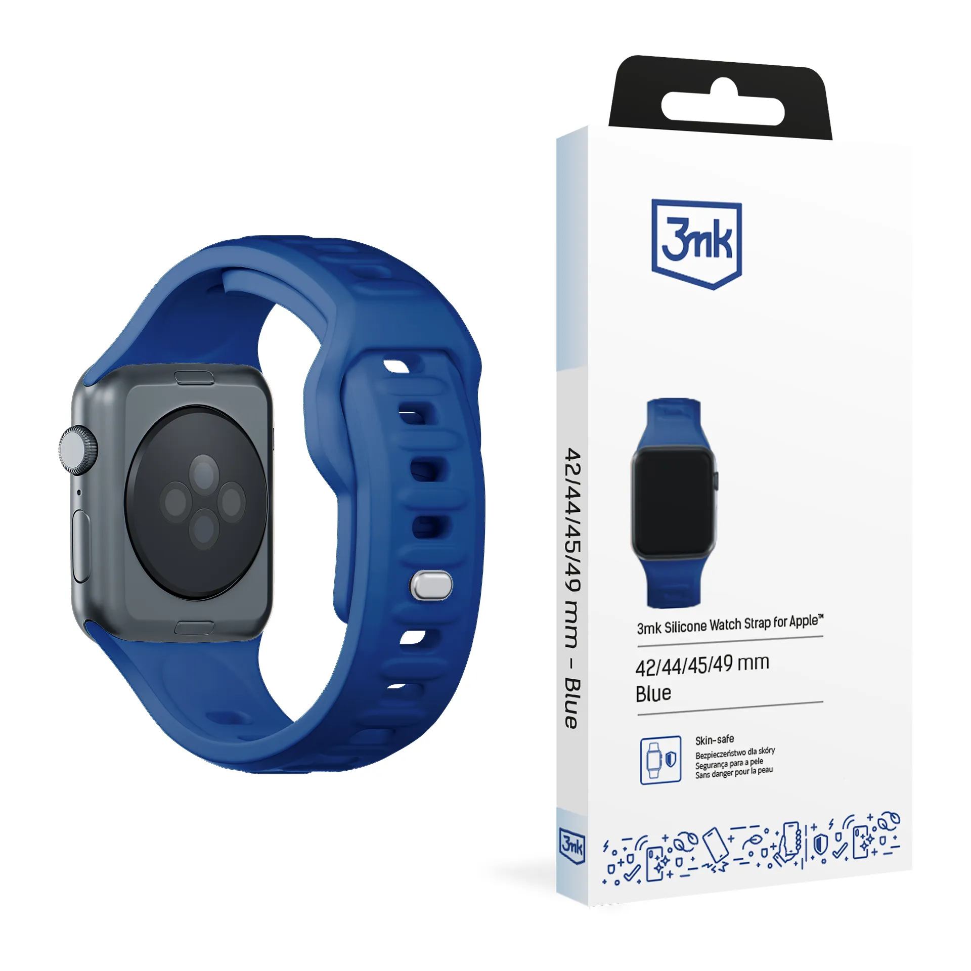 Le bracelet en silicone pour 42/44/45/46/49 mm Blue (big) - 3mk Silicone Watch Strap