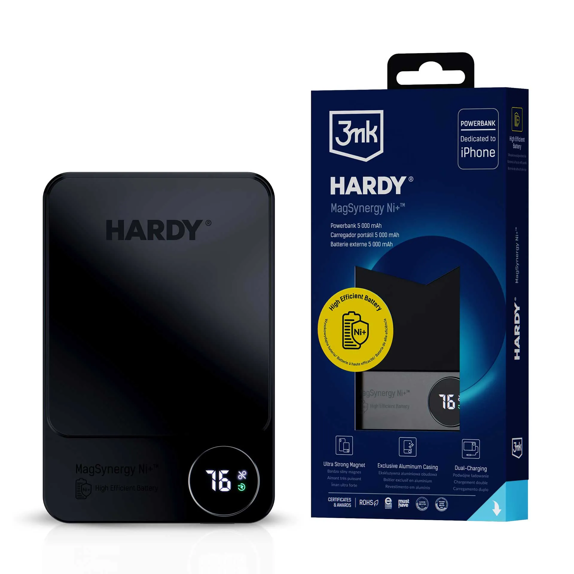 Batterie externe 3mk HARDY® MagSynergy Ni+ 5000mAh™ 22.5W USB-C Lightning