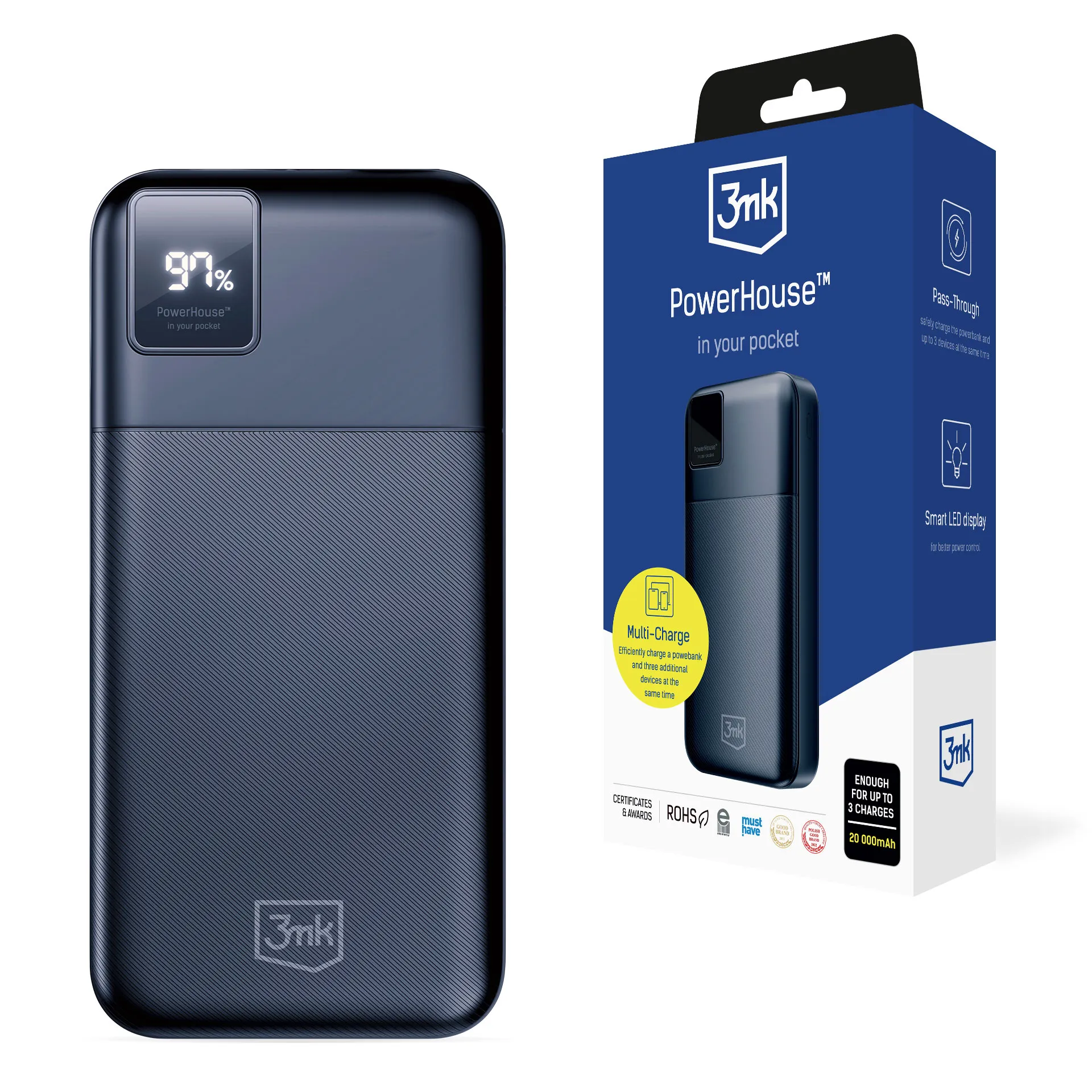 Batterie externe 20000 mAh Multi-Charge USB-C & USB-A - 3mk PowerHouse