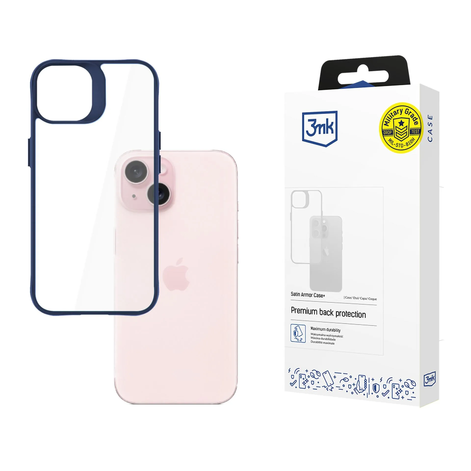 Coque pour Apple iPhone 15 - 3mk Satin Armor Case+ Bleu