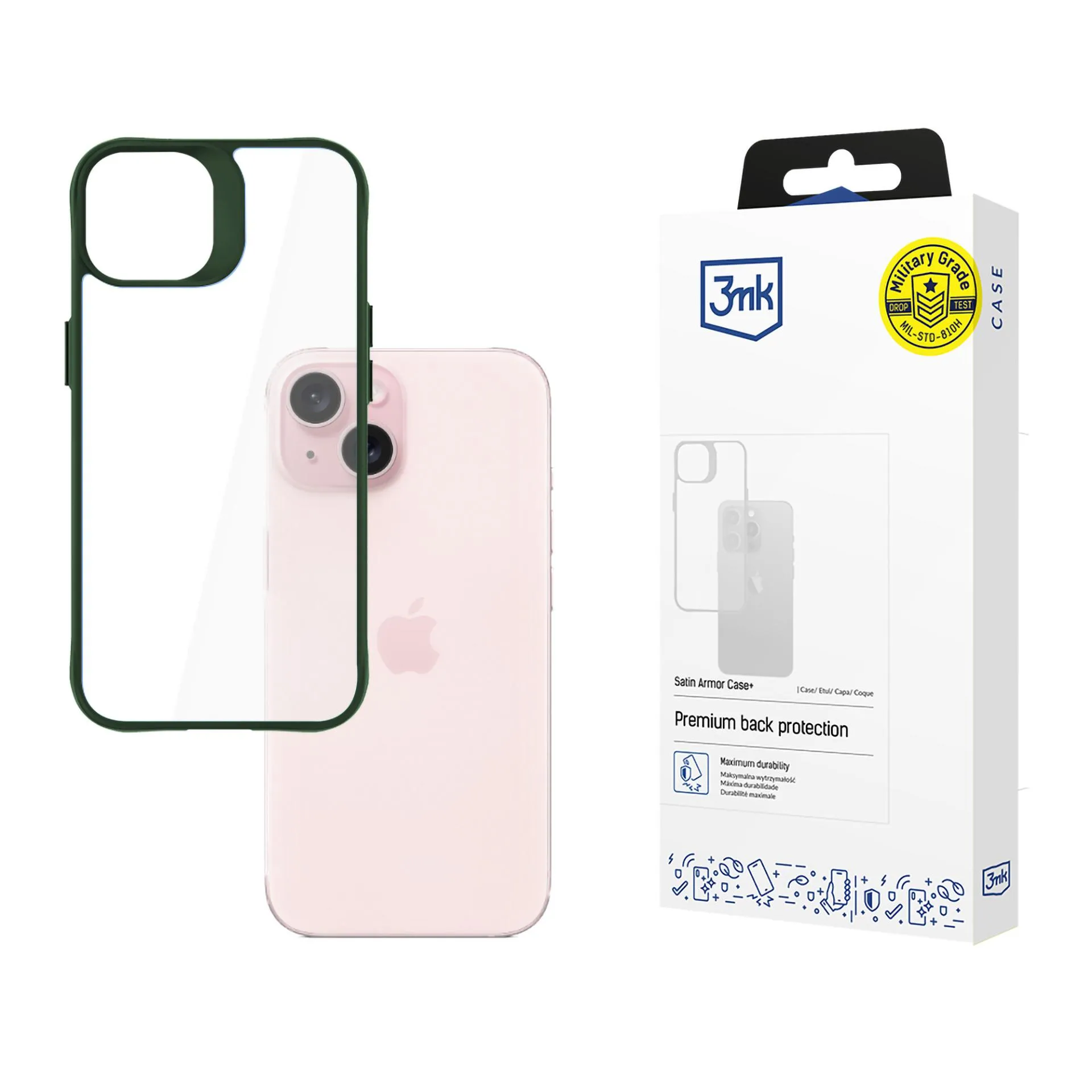 Coque pour Apple iPhone 15 - 3mk Satin Armor Case+ Vert