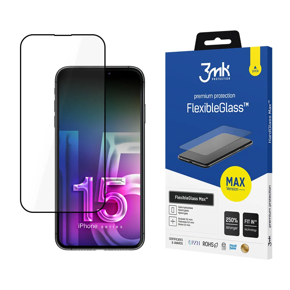 Verre hybride incassable pour Apple iPhone 15 Plus - 3mk FlexibleGlass Max
