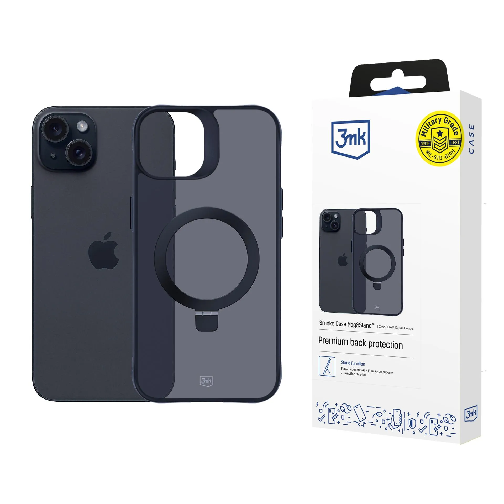Étui pour Apple iPhone 15 Plus - 3mk Smoke Case Mag&Stand