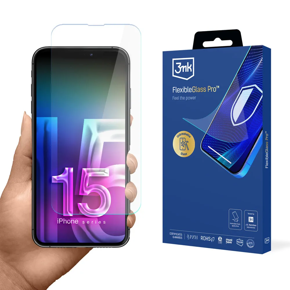 Verre incassable pour Apple iPhone 15 Pro Max - 3mk FlexibleGlass Pro