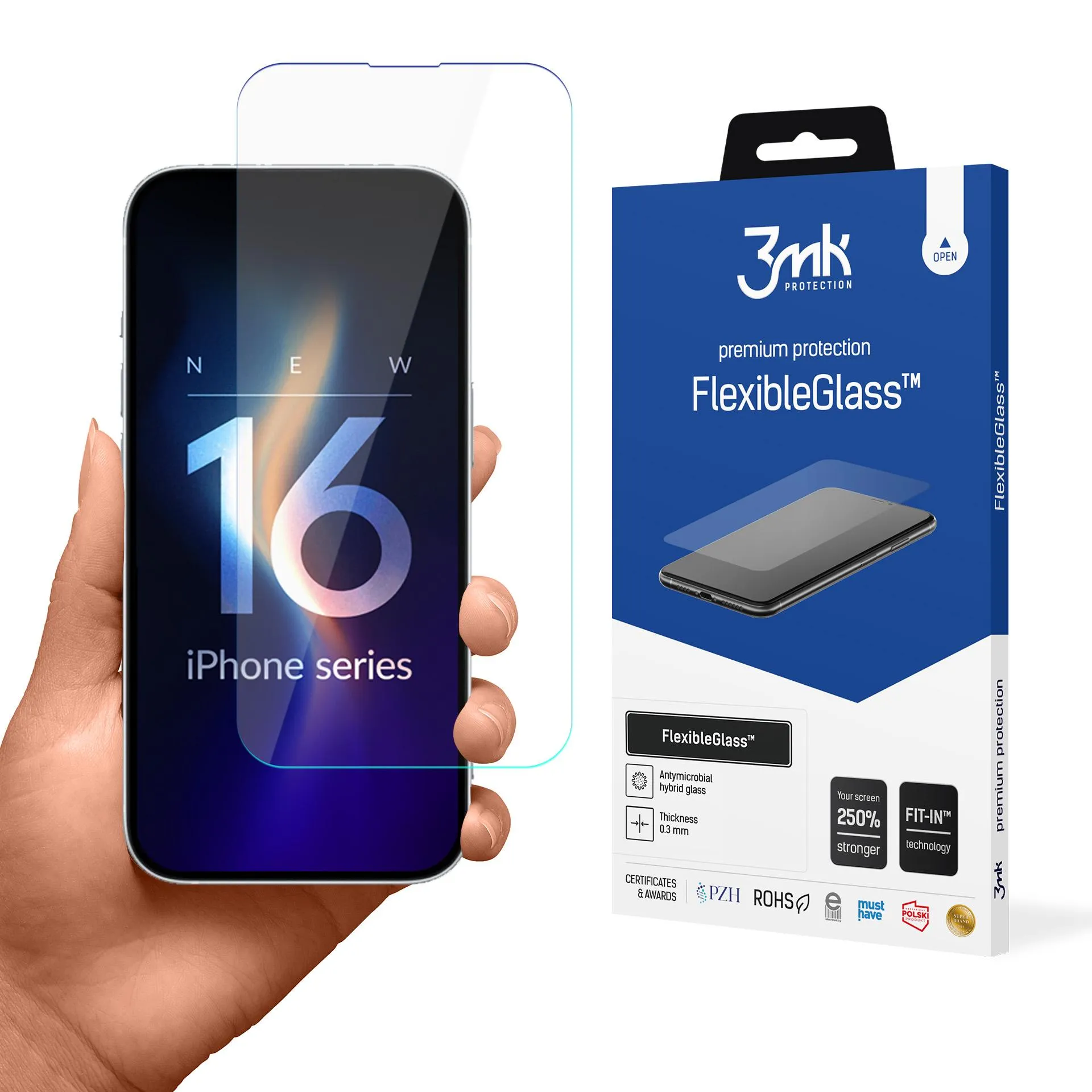 Verre hybride incassable sur Apple iPhone 16 Plus - 3mk FlexibleGlass™