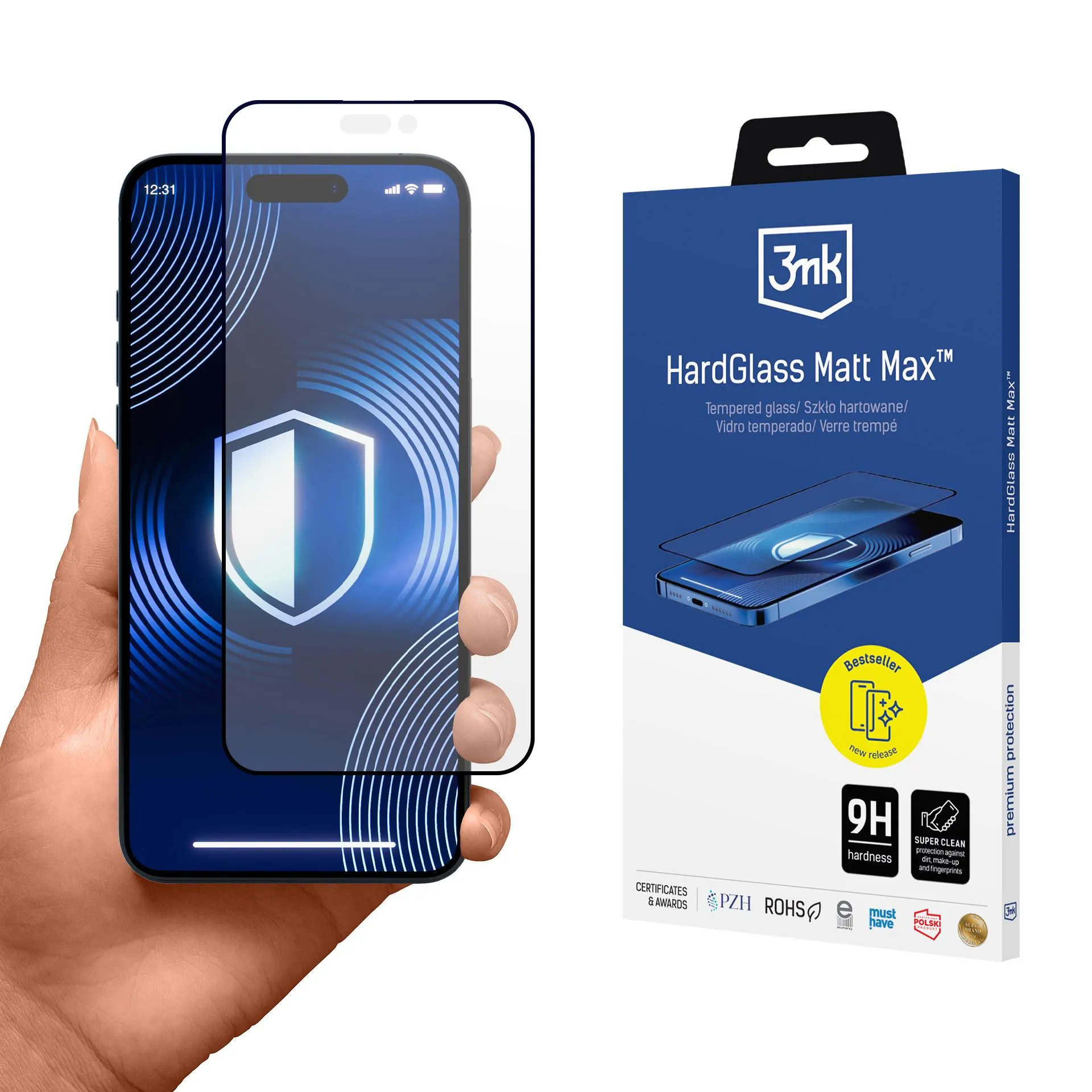 Verre trempé mat sur Apple iPhone 16 Pro - 3mk HardGlass Matt Max