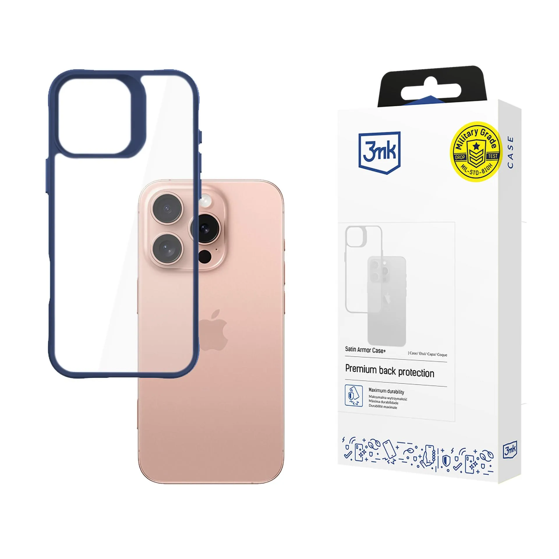 Coque pour Apple iPhone 16 Pro - 3mk Satin Armor Case+ Bleu