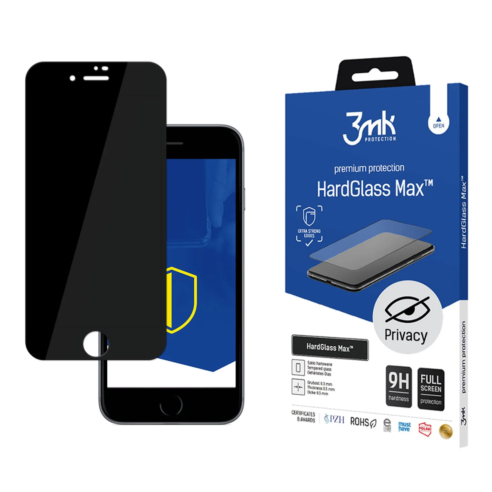 Verre anti-espion pour Apple iPhone 7 - 3mk HardGlass Max Privacy