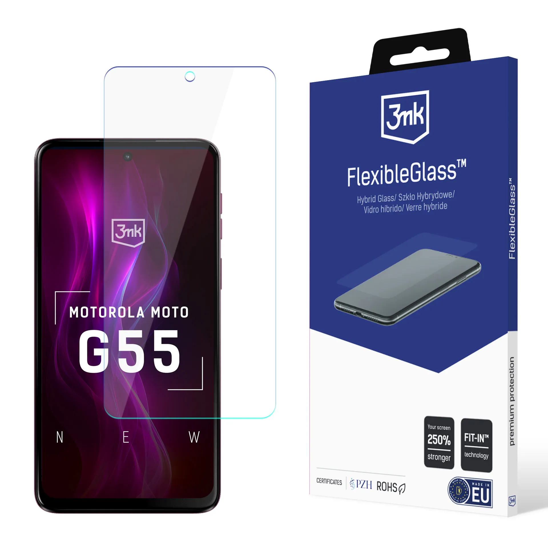 Verre hybride anti-casse pour Motorola Moto G55 5G - 3mk FlexibleGlass™