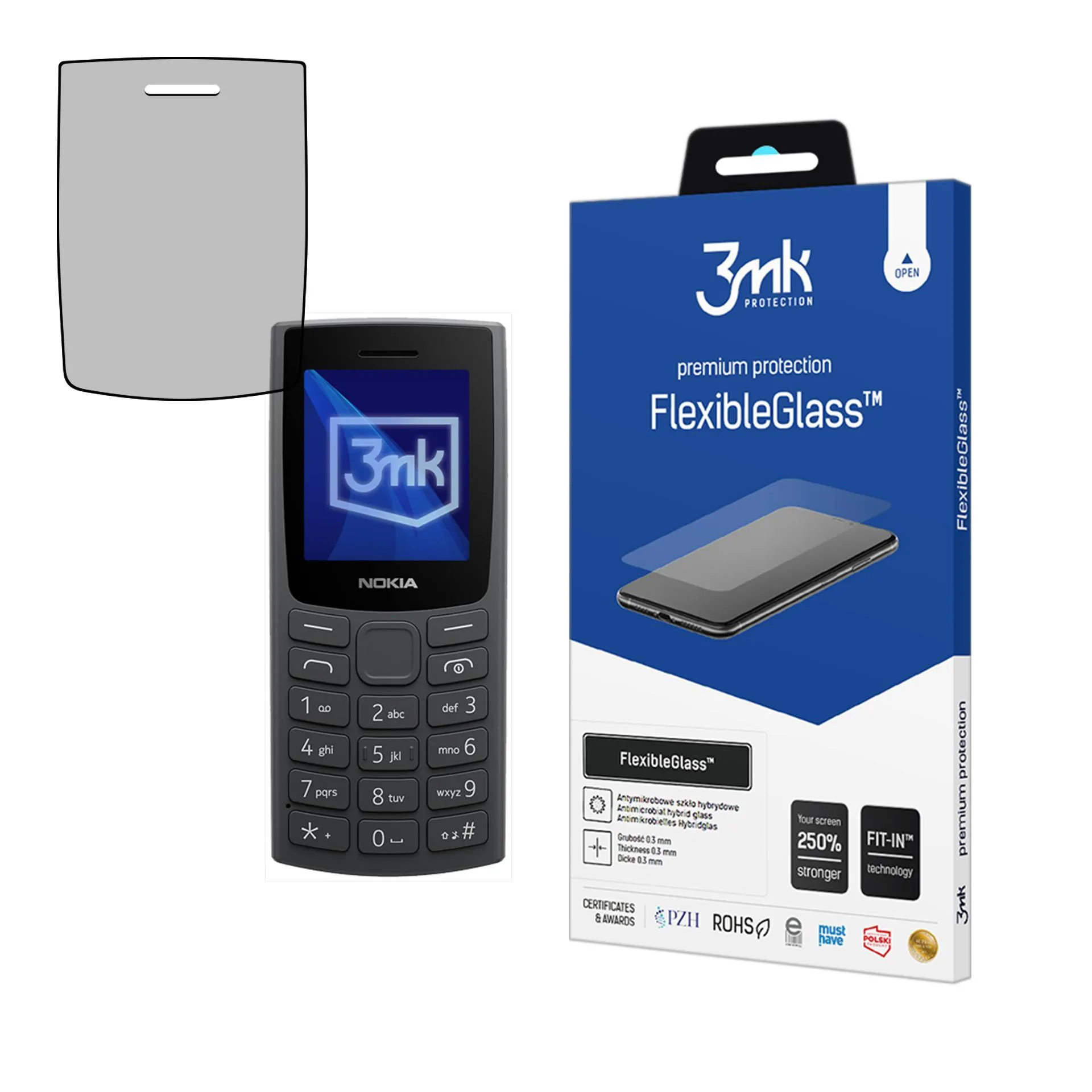 Verre hybride incassable pour Nokia 105 (2023) - 3mk FlexibleGlass™