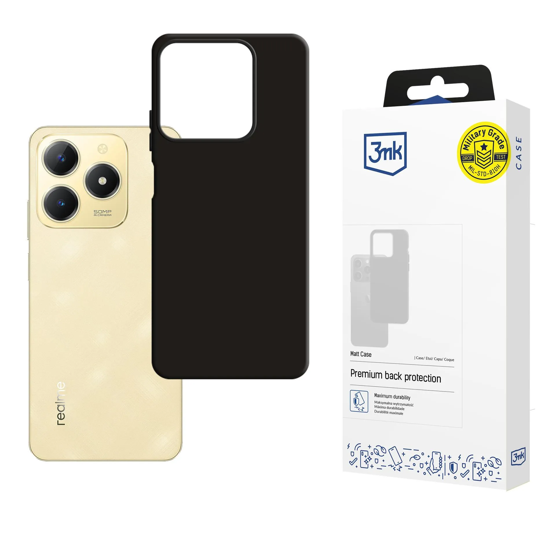 Coque pour Realme C61 - 3mk Matt Case Noir