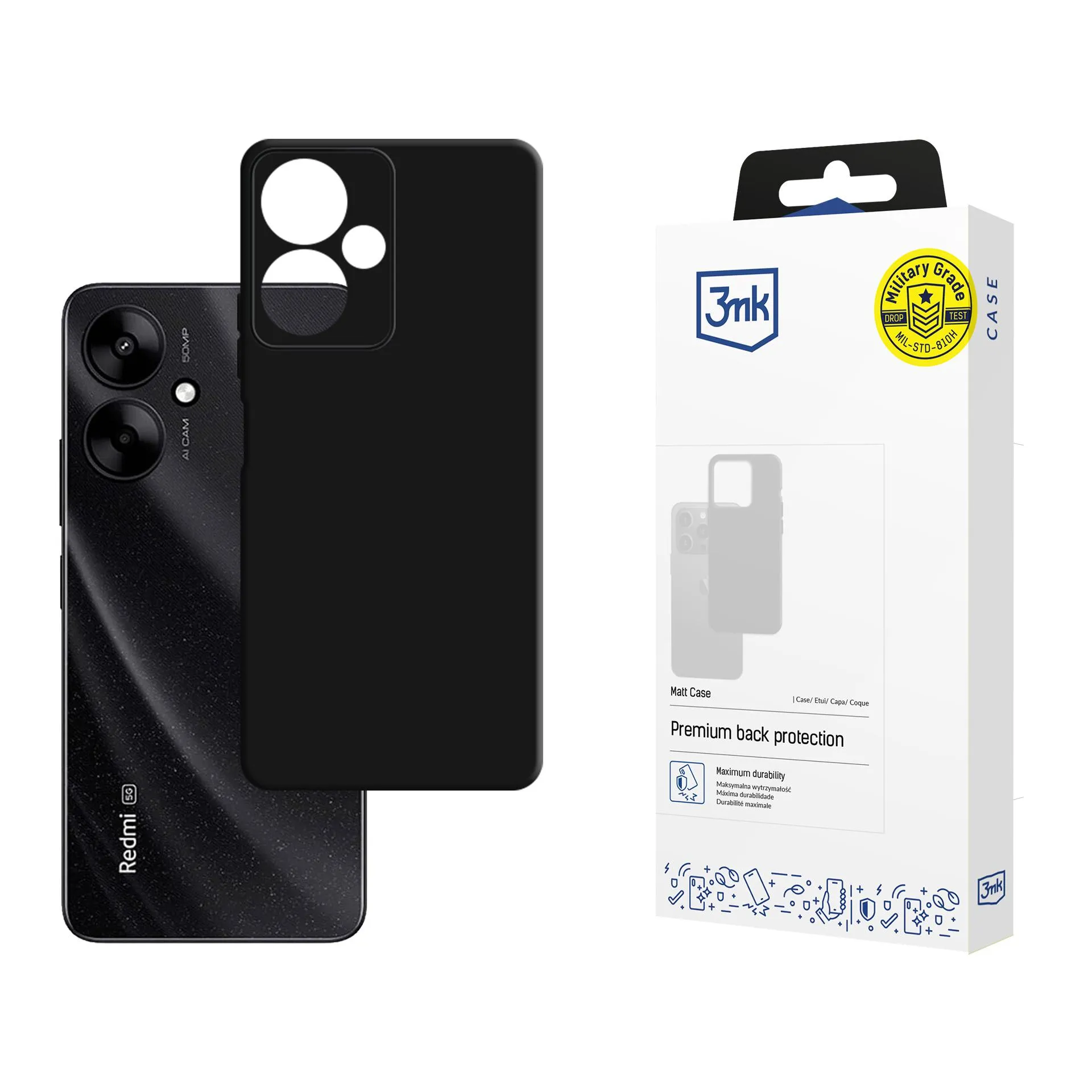 Coque pour Redmi 13C 5G - 3mk Matt Case Noir