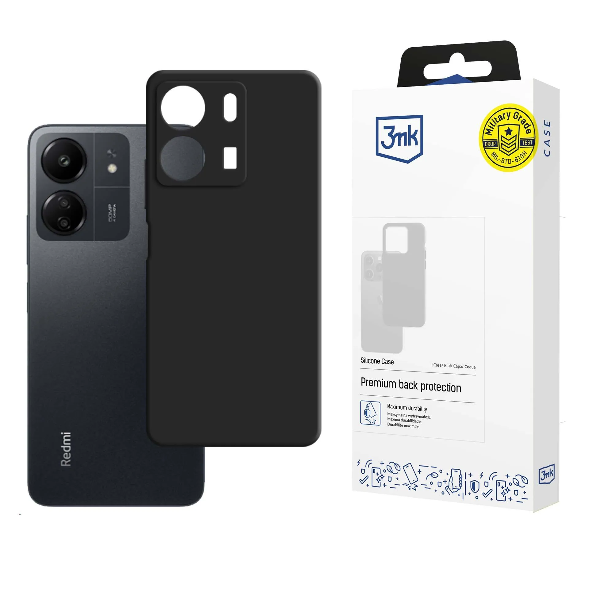 Coque pour Redmi 13C/POCO C65 - Etui 3mk Silicone Noir