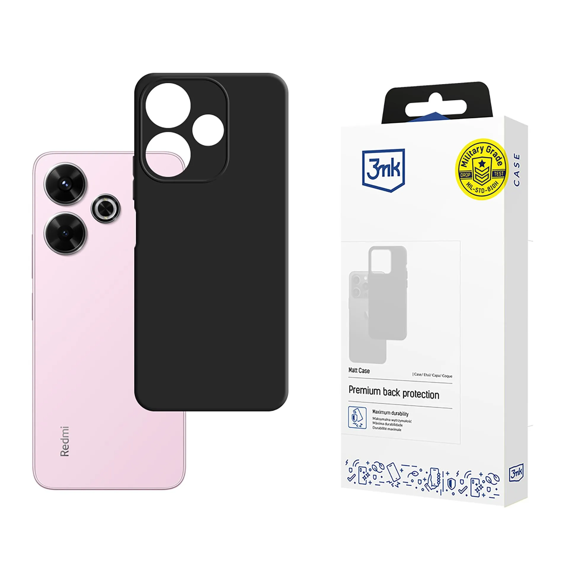 Coque pour Redmi note 13R 5G/Redmi 13 4G - 3mk Matt Case Noir