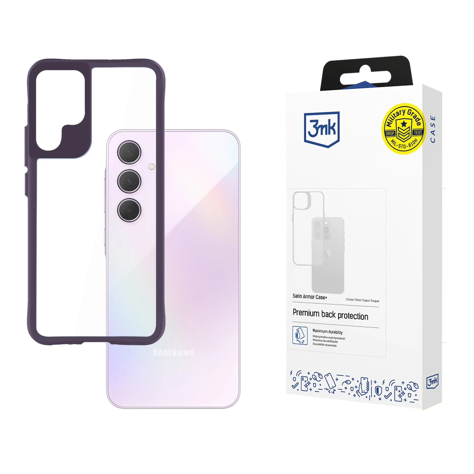 Coque pour Samsung Galaxy A35 5G - 3mk Satin Armor Case+ Violet