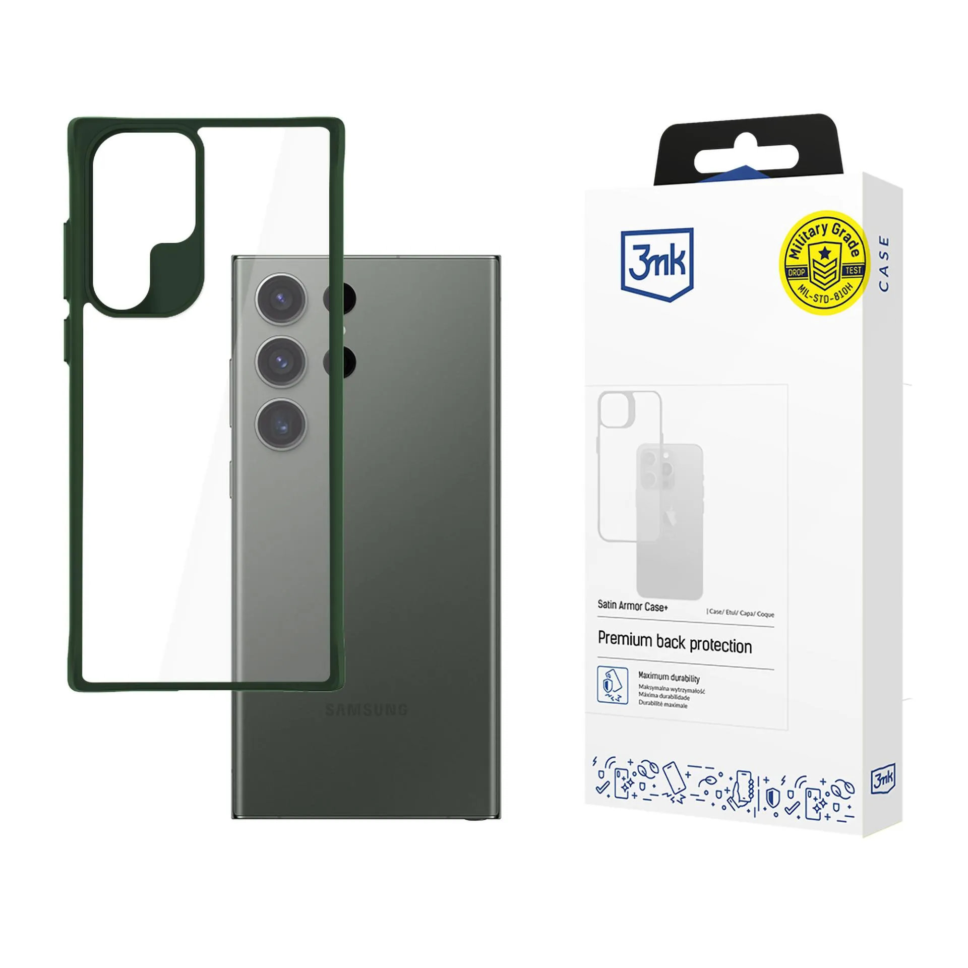 Coque pour Samsung Galaxy S24 Ultra - 3mk Satin Armor Case+ Vert