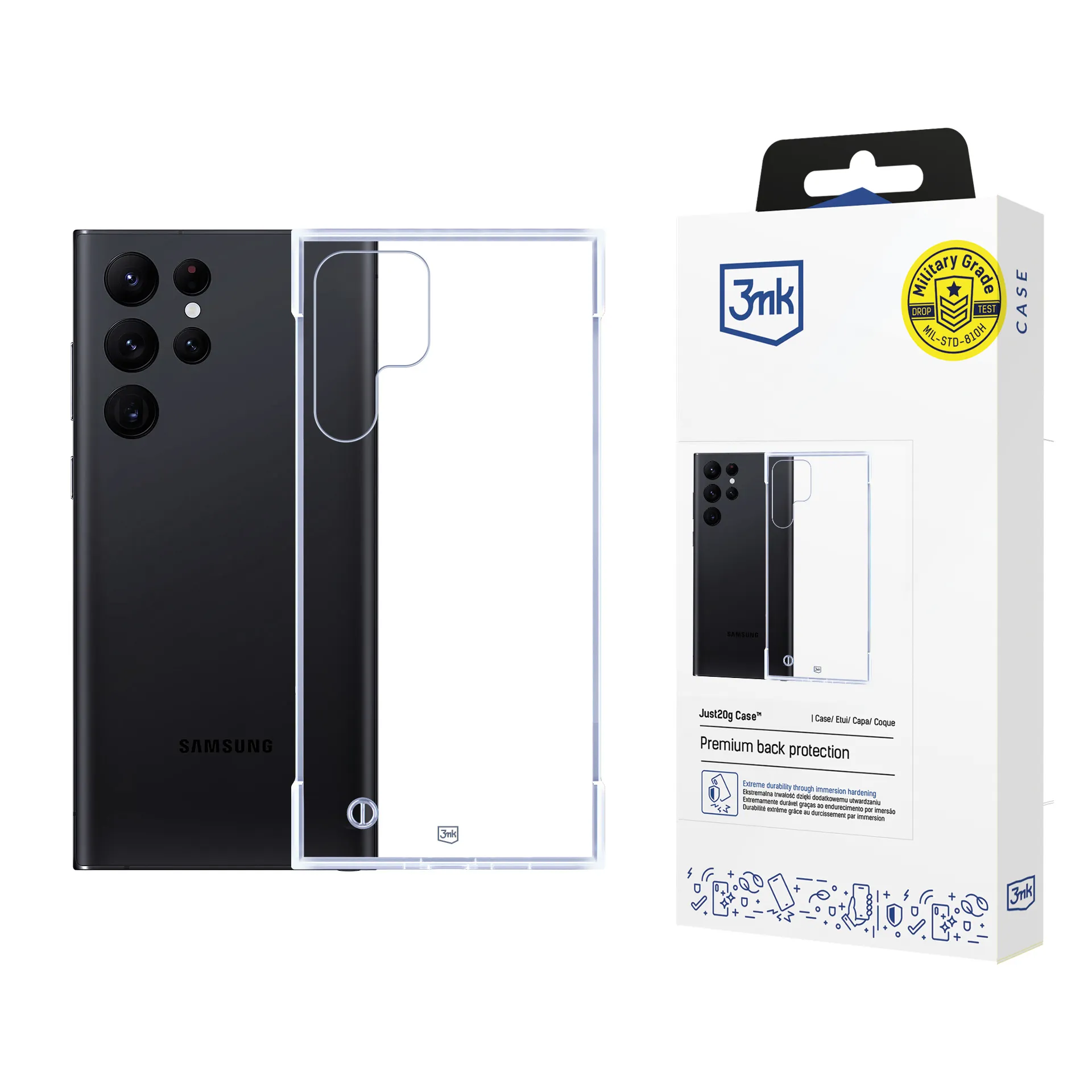 Coque ultra leg?re pour Samsung Galaxy S22 Ultra 5G - 3mk Just20g Clear Case